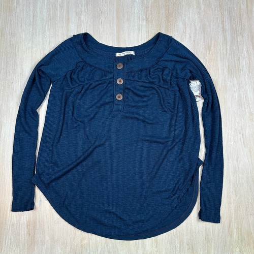 NWT Free People Must Have Henley Waffle Thermal Tunic Long Sleeve Cozy Top Small