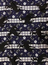 Bucking Bronco Rodeo Horse Rider On Rodeo Blue White fabric 3 Yards
