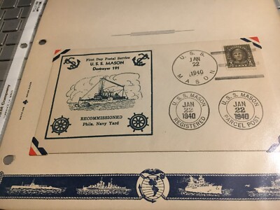 USS Mason DD-191  Naval Cover dated 1940 Cachet  12/1/23