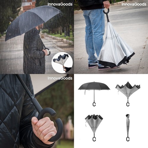 Paraguas de inverso invertido,asa ergonómica manos libres,Ø98cm, | eBay