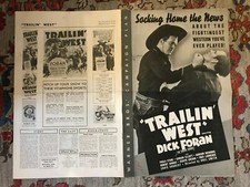 Trailin' West 1936 Warner Brothers 11x17 western pressbook Dick Foran Paula Ston