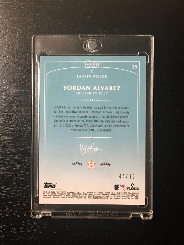 #44/75 Yordan Alvarez 2022 Topps X Lauren Taylor Green Foil #39 - Image 2 of 3