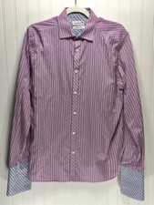 TED BAKER Endurance Mens Sz 16 Striped Superfine Cotton Dress Shirt French Cuffs