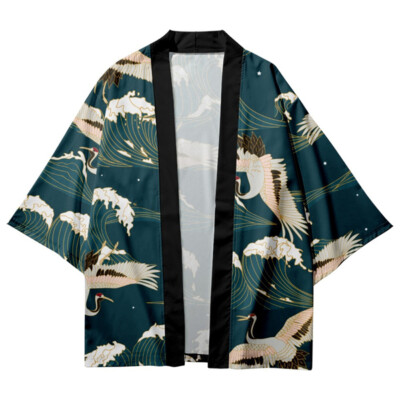Men Baggy Japanese Happi Jacket Yukata Sleeve Kimono Haori