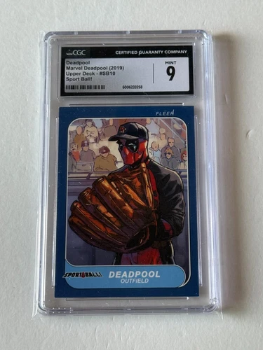 2019 UD Marvel DEADPOOL Sport Ball 10 Parody 1986 Fleer 396 Mickey Hatcher CGC 9