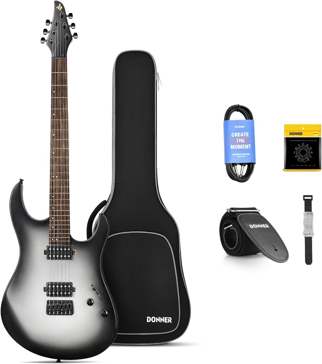 Donner DMT-100 Metal Electric Guitar With Gig Bag Black