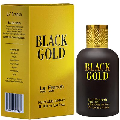 La French Black Gold Eau de Parfum 100ml Perfume for Men Intense Long Lasting