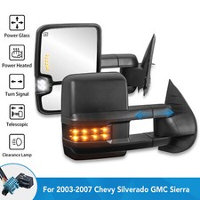 For 2003-2007 Chevy Silverado Gmc Sierra Towing Mirror Black W Yellow Signal For 2003-2007 Chevy Silverado Gmc Sierra Towing Mirror Black W Yellow Signal