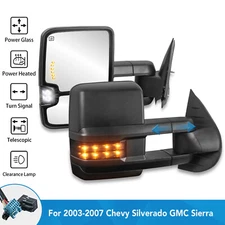 For 2003-2007 Chevy Silverado GMC  Sierra Towing Mirror Black w/ Yellow Signal
