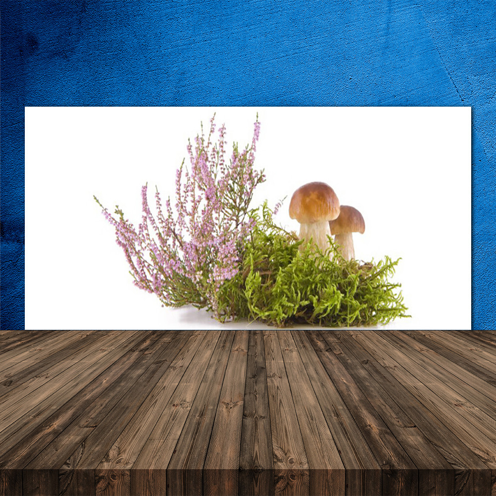 Crédence de cuisine en verre fond de hotte 120x60 floral champignons de forêt