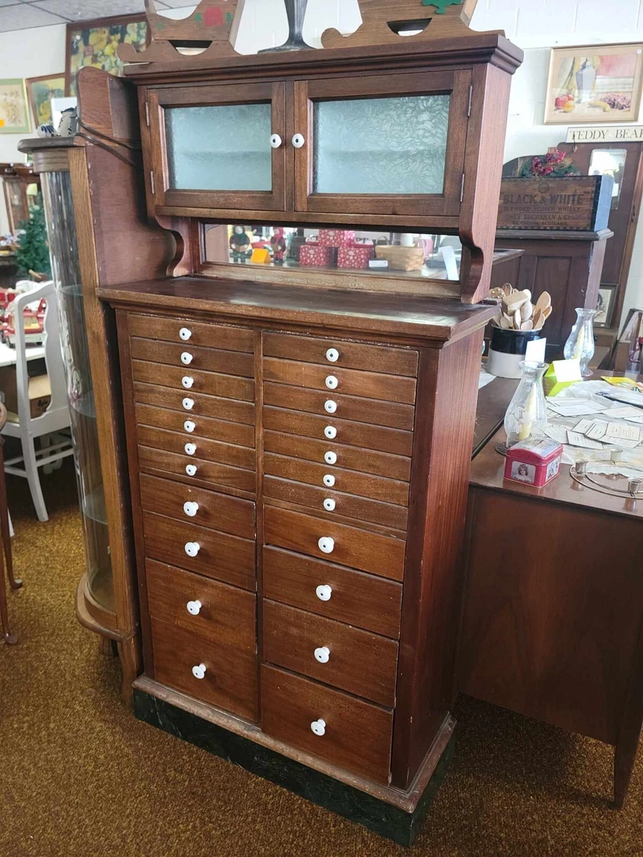 Antique Vintage Mahogany Dental Cabinet Circa 1910 American Company