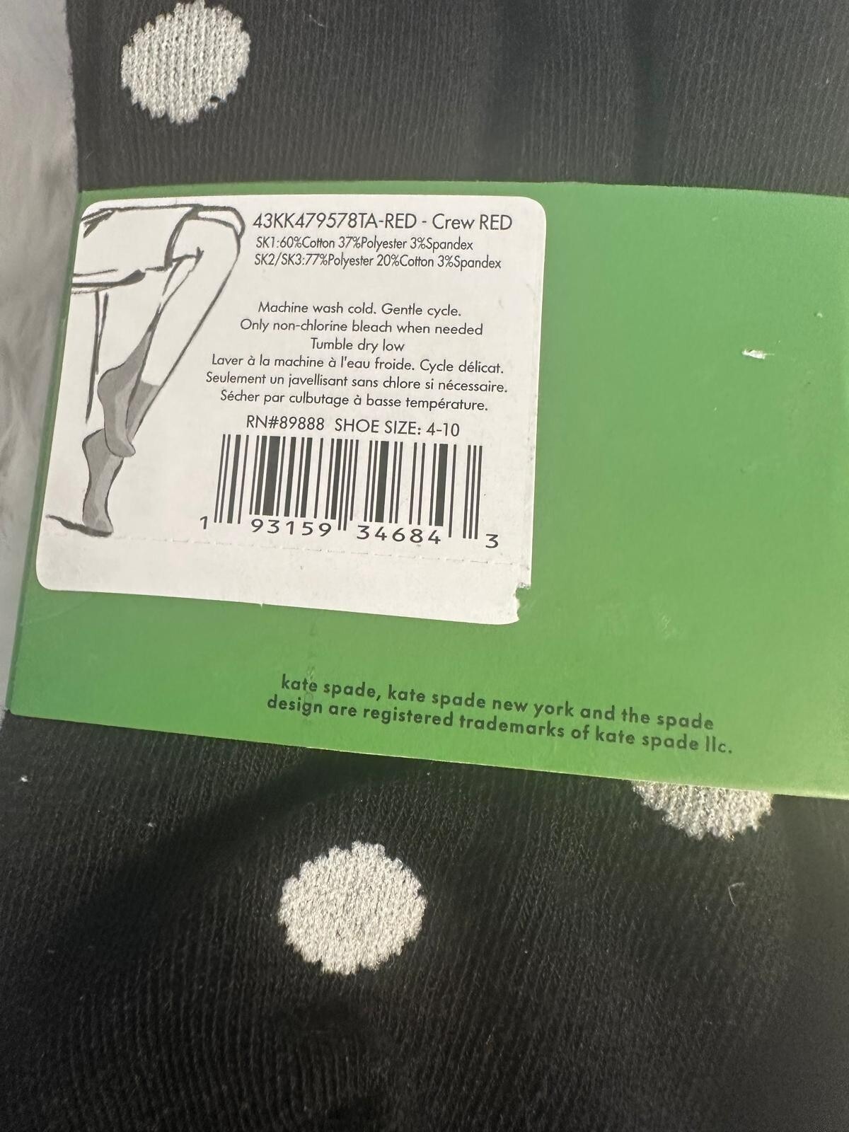 NWT Kate Spade New York Crew Socks Holiday Classic Chic One Size 3 Pair Set thumbnail 4