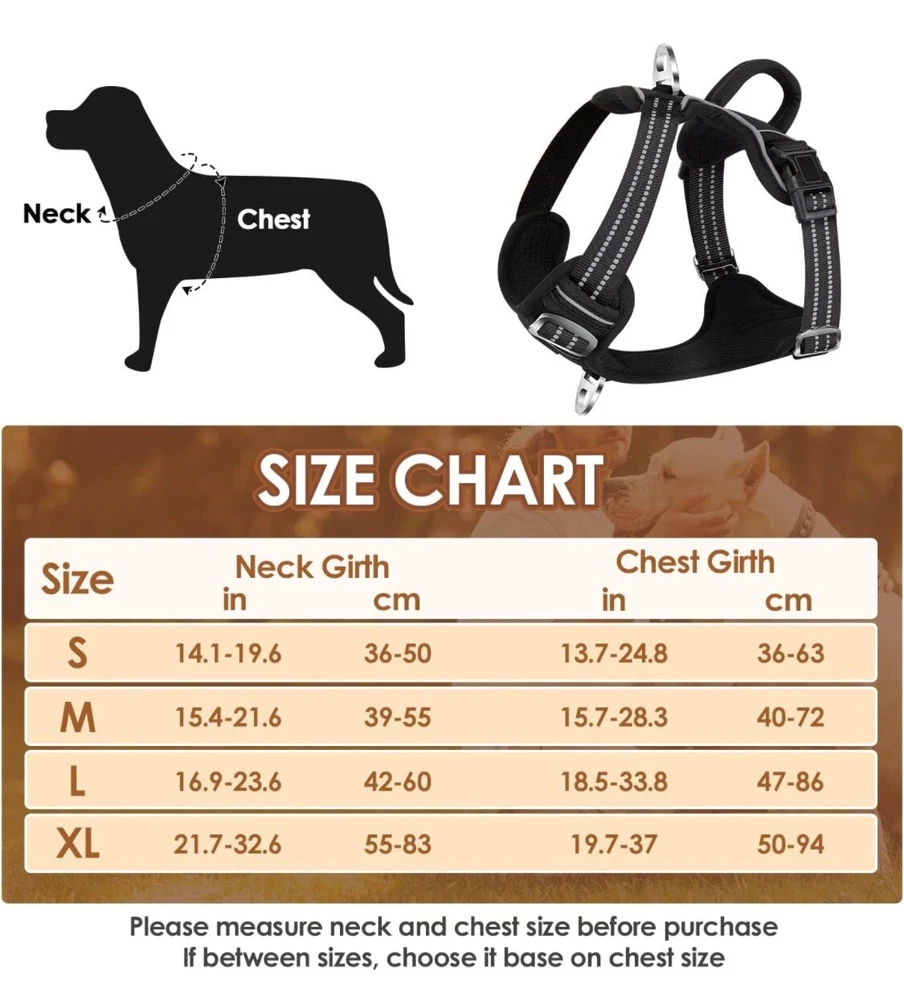 Dog Harness Size Large No Pull Black In Color Soft Reflective Vest