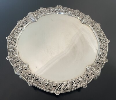 Antique English Georgian Sterling Silver Footed Display Tray 13