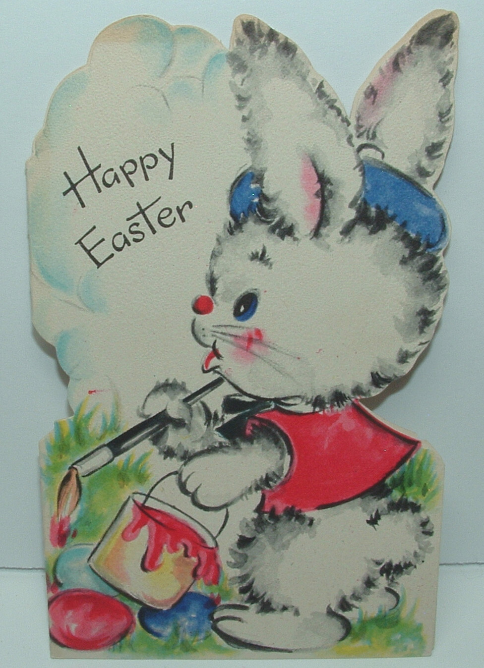 Painter Bunny - 1948 Vintage HALLMARK Easter Greeting Card | eBay