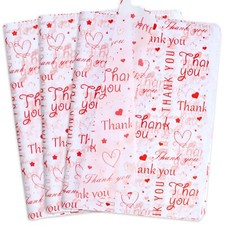 100 Sheets 14x20 inch White with Red Thank You Tissue Paper Bulk for Bags