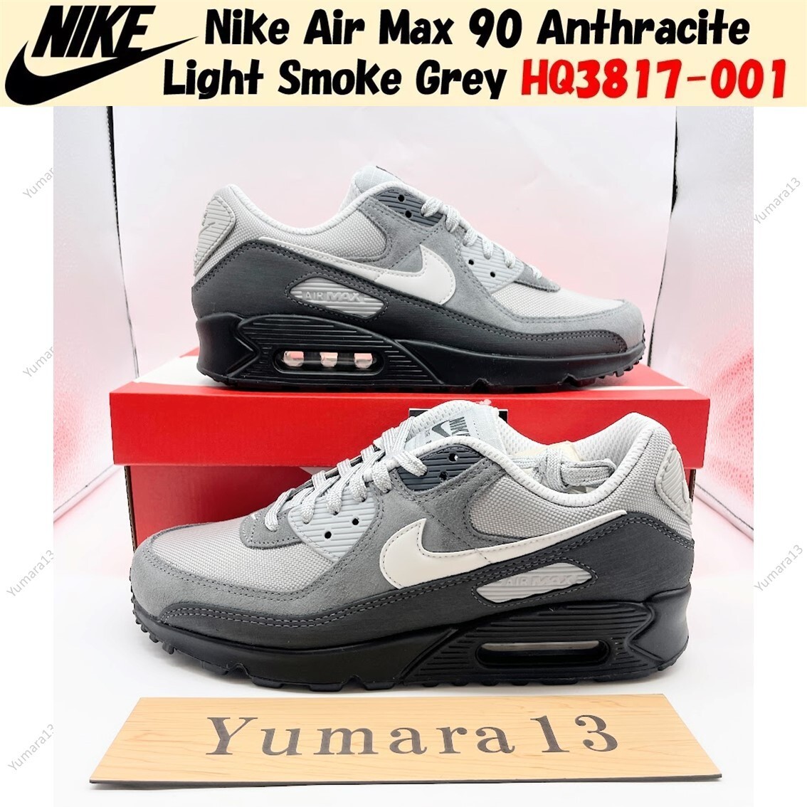 Nike Air Max 90 Anthracite Light Smoke Grey HQ3817-001 Men's Size