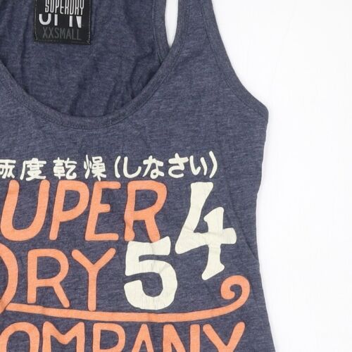 Superdry Women's Blue Cotton Tank, Size 2XS, Casual Slim Fit - Picture 8 of 12