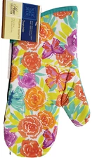 Jumbo Printed Kitchen Large Oven Mitt (13") MULTICLOR FLOWERS & BUTTERFLIES, GR