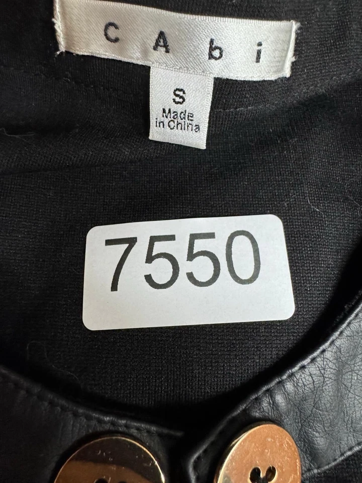 Chaqueta Cabi Studio Blazer Estilo Negro Militar Botones Dorados Borde Cuero Vegano S Foto 4 de 4