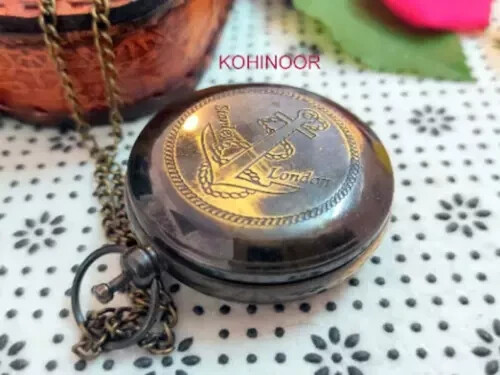 Vintage Sundial Compass With Leather Case Brass Finish Nautical - 第 7/8 張圖片