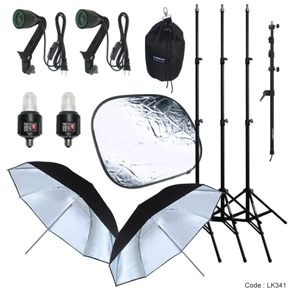 Studio Video Strobe Flash Lighting Light Stand Boom Umbrella Kit - Image 2 of 4