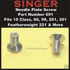 Needle Plate Screw 691  (2) Fit Singer Featherweight 221  222  301 66 99 201 20U