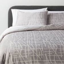 3pc King Luxe Jacquard Duvet Cover and Sham Set Light Gray -