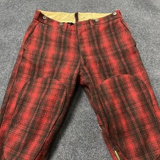 Vintage Woolrich Pants Mens Medium Red Plaid Wool Hunting Knickers Zip Leg 60s