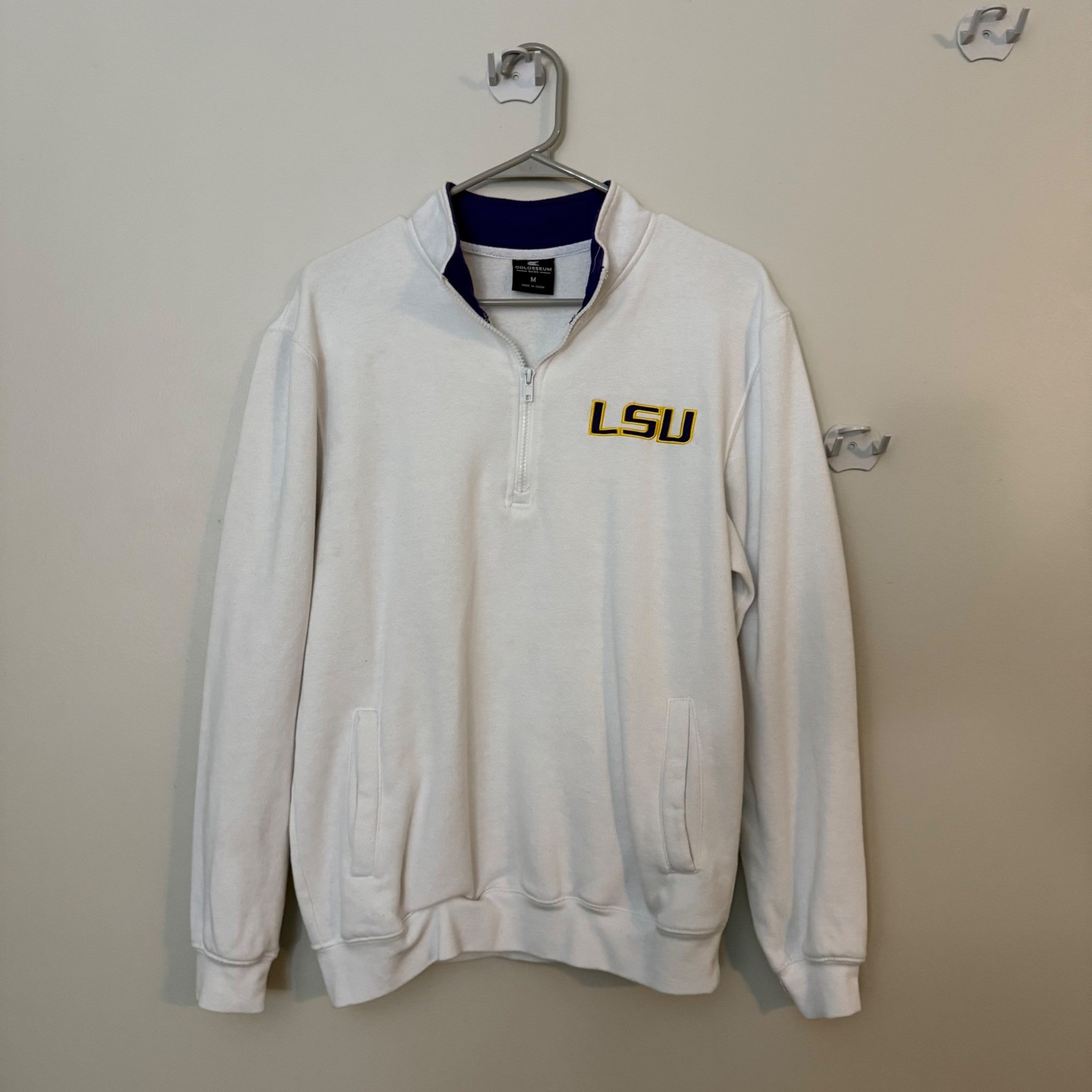 Colosseum LSU Tigers Quarter Zip Pullover Sweatshirt Mens Medium
