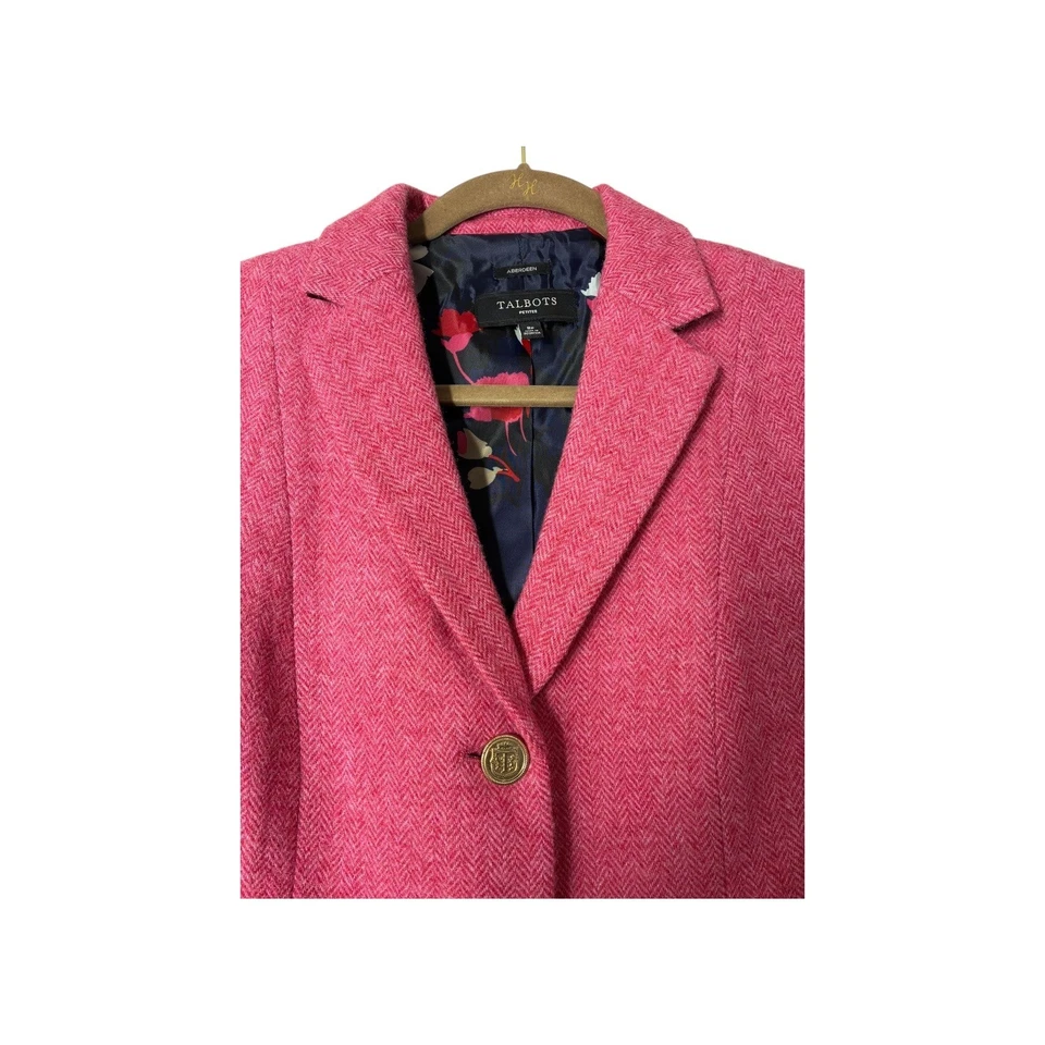 Chaqueta Blazer Talbots Petites Rosa Espiga Botones Dorados Floral Forrada Talla 8P Foto 2 de 4