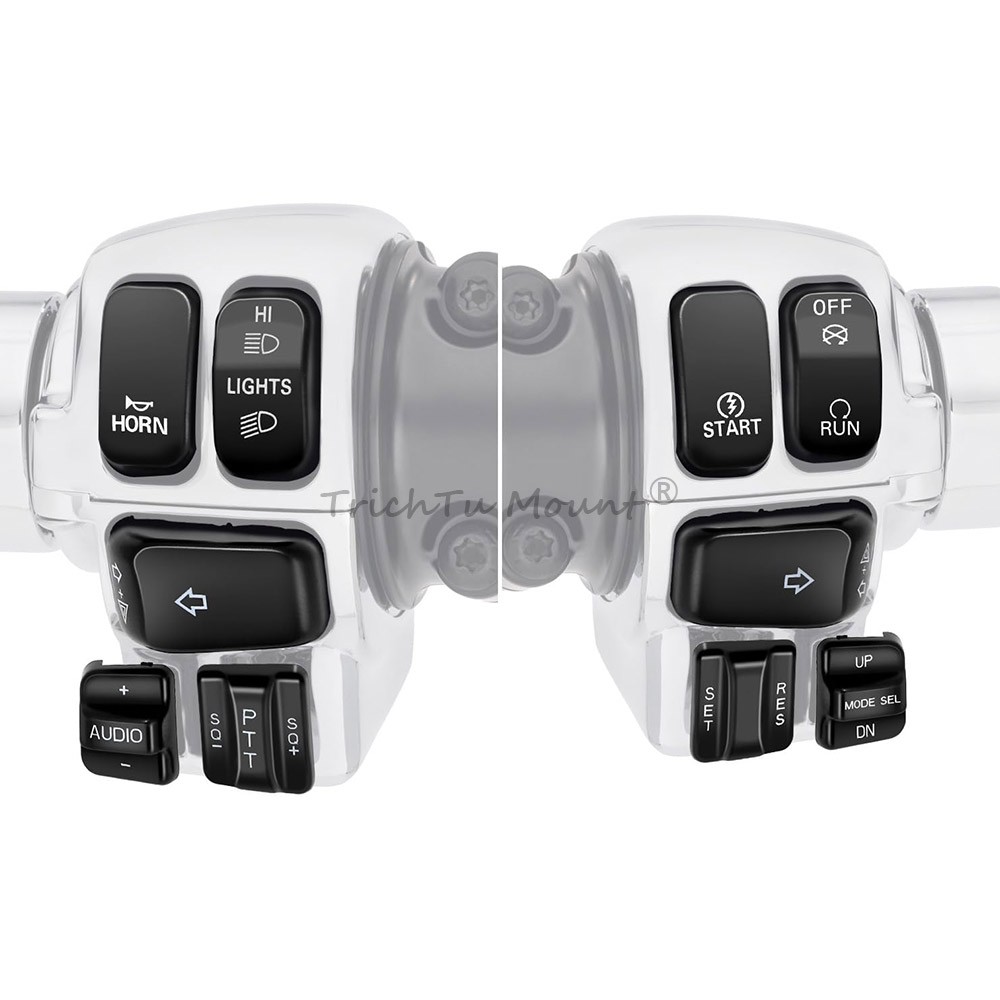 Black 10x Hand Control Switch Housing Button Cap for Harley Electra ...