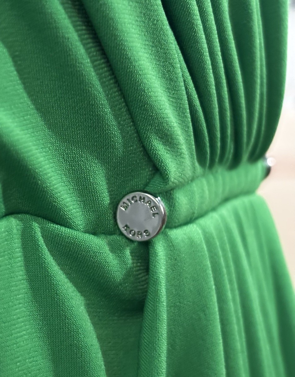MICHAEL Michael Kors Green Pleated Wrap Dress V-Neck Knee Length XS | eBay