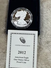 2012-W Proof American Silver Eagle Dollar $1 Box & COA US Mint Bullion OGP