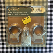 NEW NIP WEAVER QUICK DETACH 1" SILVER SCOPE RINGS 49033 42mm THRU 44mm