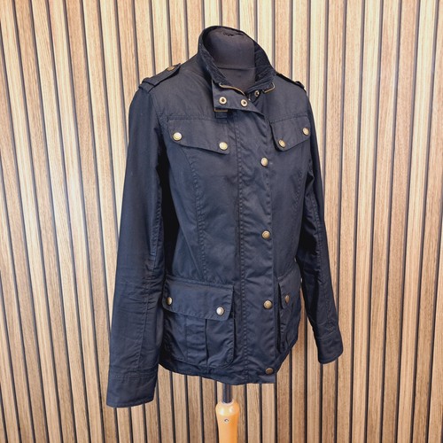 Barbour International Hairpin Wax Jacket UK 12 nero cotone cerato country - Foto 3 di 15