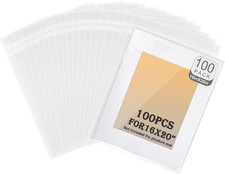 100 Pack Acid-Free Crystal Clear Sleeves Storage Bags 16 3/8 X 20