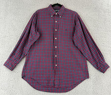 Ralph Lauren Button-Down Shirt Mens Size XL Red Plaid Yarmouth 100 Cotton LS