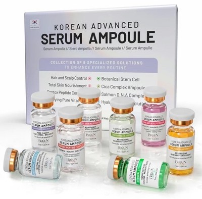 BRÜUN Premium Korean Serum Kit 8pc 7ml Ampoules Peptide Hyaluronic New + Gift