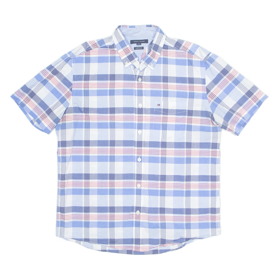 TOMMY HILFIGER Mens Shirt Blue Plaid L