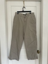 Eddie Bauer Men's Relaxed Fit Beige Cotton Casual Pants Button Zip Straight Leg