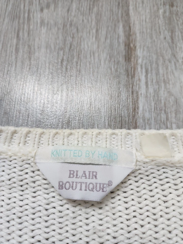 Cárdigan de punto grueso floral blanco Blair Boutique de colección con botones jardín talla 3XL Foto 4 de 4