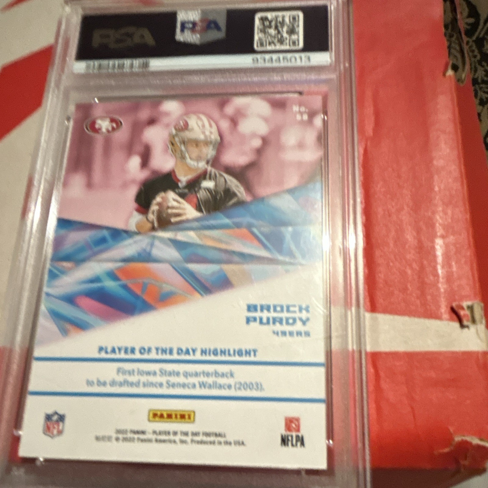 Panini 2022 Player of the Day Brock Purdy 49ers #58 Rookie Base PSA 8 view 2