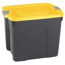 Stackable Storage Tote W/ Lid, 22 gal, 23-3/4 in L x 18 in W x 17-1/4 in H,