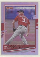 2020 Donruss Photo Variation Milestone Stat Line Max Scherzer (Red Jersey) fm0