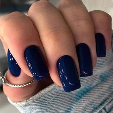 Royal Blue Press on Nails Short Square Square Fake Nails 86-04Dark Blue