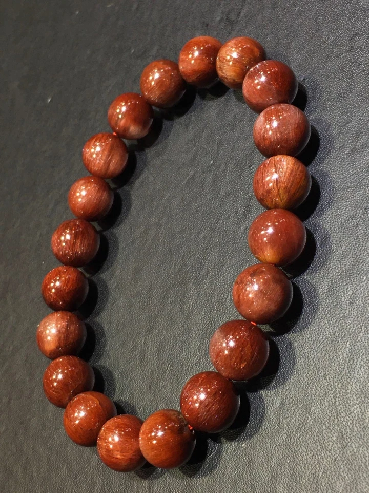 9.5mm Natural Red hair Rutilated Quartz Crystal Beads Bracelet - Image 2 of 4
