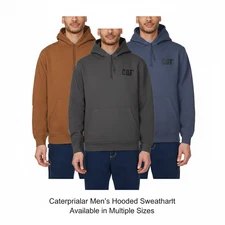 CAT Caterpillar Heavyweight Hooded Sweatshirt Men's S-3XL Brown Gray Blue Colors