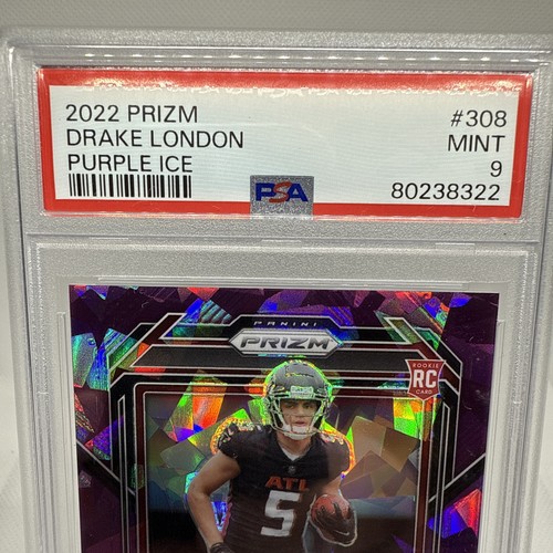 2022 Panini Prizm Drake London Purple Ice PSA 9 # 106/225 Rookie RC Falcons USC - Picture 4 of 13