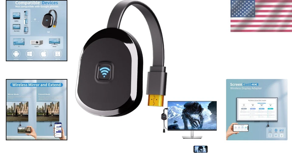 HDMI Wireless Adapter for iPhone, iPad, Android - 4K Display - Image 2 of 4